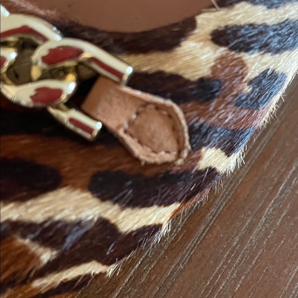 Olive Leopard Print Mules Flats Size7 Calf Hair Textured Upper Styled Clmfort - Picture 3 of 13